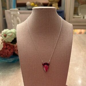 Sterling Silver Necklace with Rhodochrosite and Garnet Pink Pendant Necklace